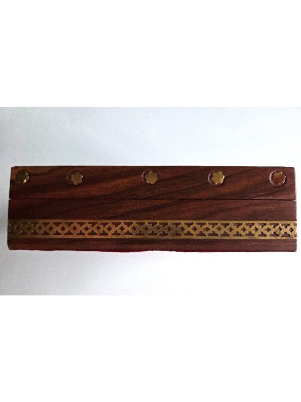 Handmade Indian Shisham Peacock's Lady Wood Trinket Box w/Red Fabric Lining - Picture 7 of 9